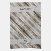 樹齢素朴の木茶色と灰色 キッチンタオル (縦)