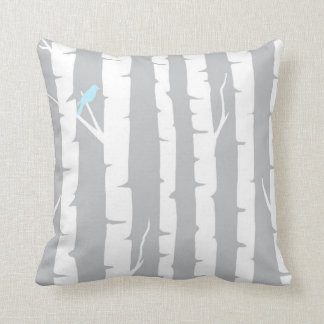 樺の木および青い鳥 クッション