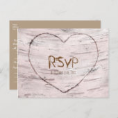 樺の木とハートのラスティックウェディング・返信葉書 インビテーションポストカード (正面/裏面)