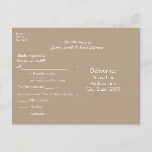 樺の木とハートのラスティックウェディング・返信葉書 インビテーションポストカード (裏面)