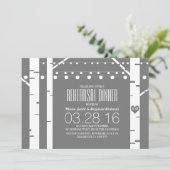 樺の木とハート&ストリングライトのリハーサルディナー 招待状 (スタンド正面)