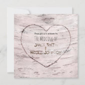 樺の木と彫刻のハートの結婚式招待状 招待状 (正面)