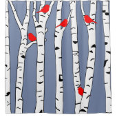 樺の木と鳥 シャワーカーテン (正面)