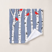 樺の木と鳥 バスタオルセット (ウォッシュタオル)