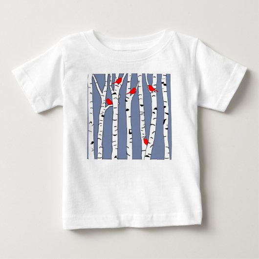 樺の木と鳥 ベビーTシャツ (正面)