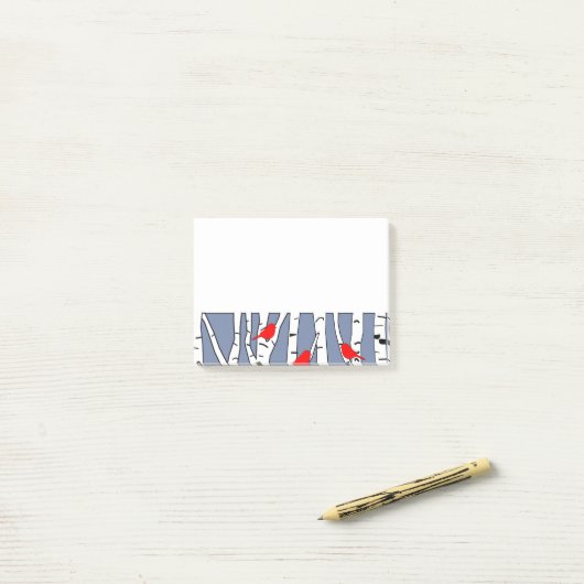 樺の木と鳥 ポストイット (デスク上)