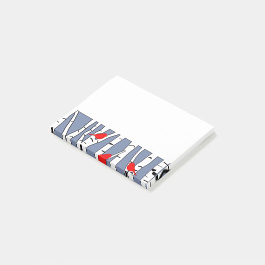 樺の木と鳥 ポストイット (アングル)