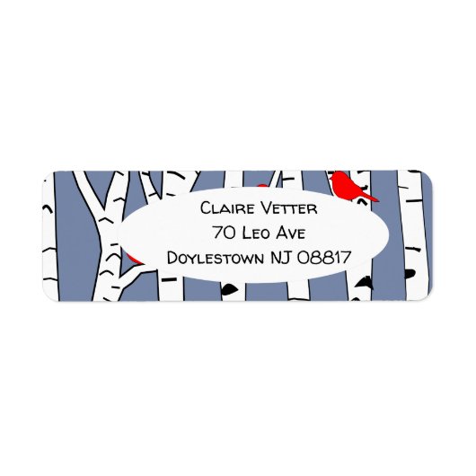 樺の木と鳥 ラベル (正面)