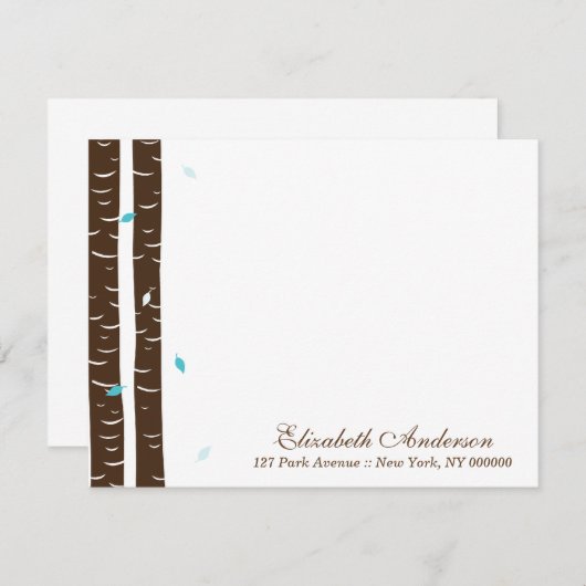 樺の木のカスタムで平らなメッセージカード ノートカード (正面/裏面)