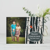樺の木のカスタムな写真のクリスマスの挨拶 シーズンカード (スタンド正面)