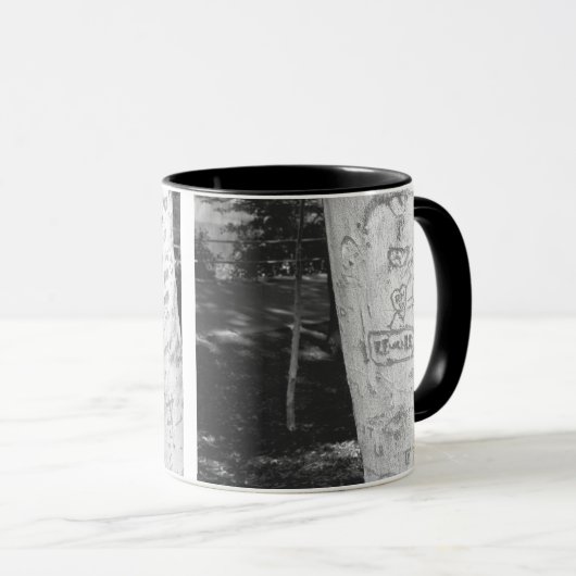 樺の木のトランクB&Wで切り分けること マグカップ (正面右)