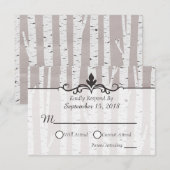 樺の木のナチュラルな結婚式招待状の返信 出欠カード (正面/裏面)