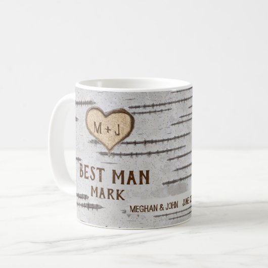 樺の木のハート　ラスティックウェディング　ベストマン コーヒーマグカップ (正面左)