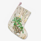 樺の木のバニー スモールクリスマスストッキング (正面 (吊り時))