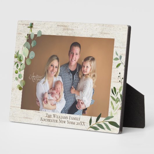 樺の木のパーソナライズされた緑の名前の写真プラーク フォトプラーク (側面)