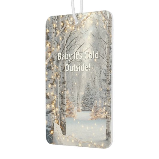 樺の木の木々ライト"ベビー外は寒い" カーエアーフレッシュナー (左)