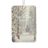 樺の木の木々ライト"ベビー外は寒い" カーエアーフレッシュナー (裏面)