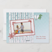 樺の木の木々白い鳥の赤いメリークリスマス シーズンカード (裏面)