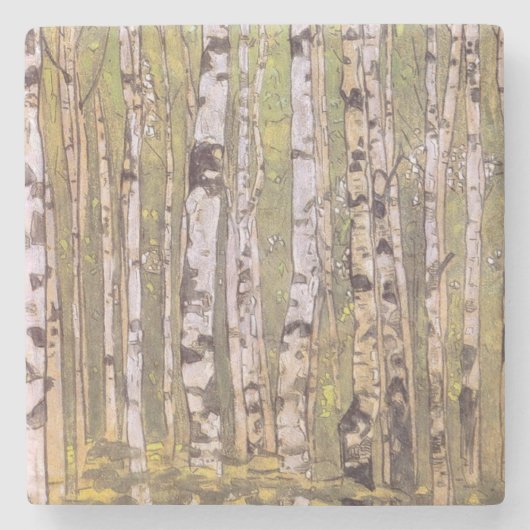 樺の木の木々（ローリヒ） ストーンコースター (正面)