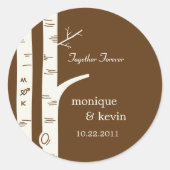 樺の木の木がステッカーまたは封筒用シールを好む ラウンドシール (正面)