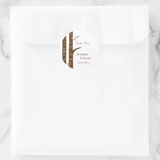 樺の木の木がステッカーまたは封筒用シールを好む ラウンドシール (バッグ)