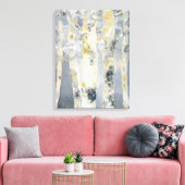 樺の木の木が灰色の背景に表示 キャンバスプリント (インサイチュ (リビング))