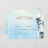 樺の木の木と輝くスカイブルー結婚ズ 出欠カード (正面/裏面)