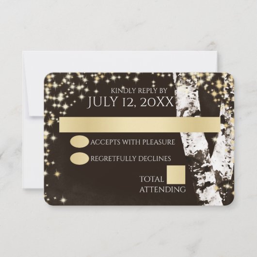 樺の木の木と輝結婚き 出欠カード (正面)