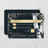 樺の木の木と輝結婚き 出欠カード (正面/裏面)