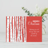 樺の木の木と鳥メリークリスマス シーズンカード (スタンド正面)