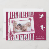 樺の木の木と鳥メリークリスマス シーズンカード (裏面)