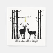 樺の木の木と鹿のクリスマス | スタンダードカクテルナプキン (正面)
