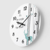 樺の木の木と鹿のシンプル ラージ壁時計 (傾斜)