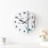 樺の木の木と鹿のシンプル ラージ壁時計 (ホーム)