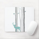 樺の木の木と鹿 マウスパッド (マウス)