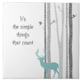 樺の木の木に鹿のシンプルが数えられる タイル (正面)