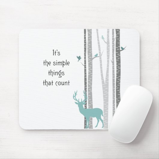 樺の木の木に鹿のシンプルが数えられる マウスパッド (マウス)