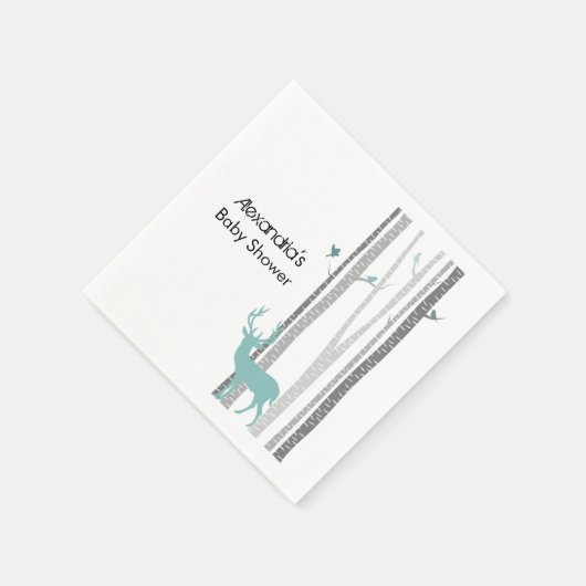 樺の木の木に鹿の赤ちゃんシャワー スタンダードカクテルナプキン (角)