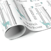 樺の木の木に鹿の赤ちゃんシャワー ラッピングペーパー (ロールコーナー)