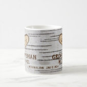 樺の木の木のハートの結婚田舎者の好意 コーヒーマグカップ (中央)