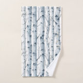 樺の木の木のパターン灰色の白 バスタオルセット (ハンドタオル)