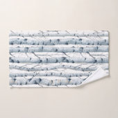 樺の木の木のパターン灰色の白 バスタオルセット (ハンドタオル)