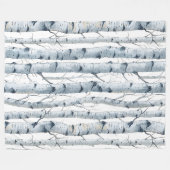 樺の木の木のパターン灰色の白 フリースブランケット (正面(横))