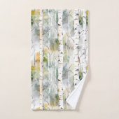 樺の木の木のパターン緑 バスタオルセット (ハンドタオル)