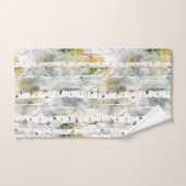 樺の木の木のパターン緑 バスタオルセット (ハンドタオル)