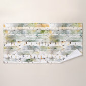 樺の木の木のパターン緑 バスタオル (バスタオル)