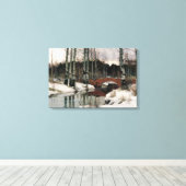 樺の木の木の森の冬のシーン絵を描キャンバス キャンバスプリント (インサイチュ (ウッドフロア))