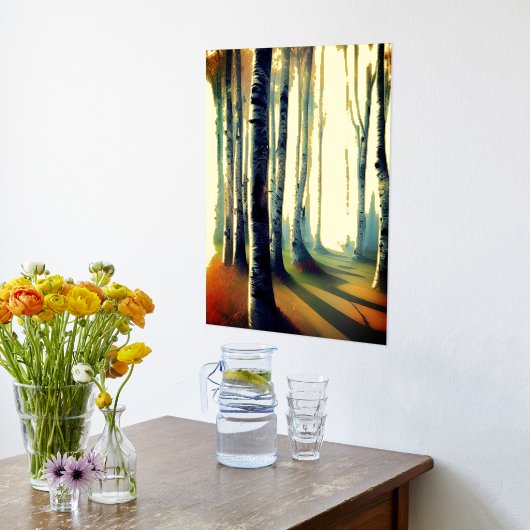 樺の木の木の森（昼光） 箔ポスター (レイダウン (キッチン))