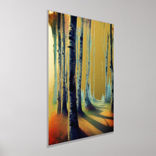 樺の木の木の森（昼光） 箔ポスター (レイダウン)