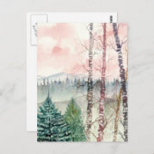 樺の木の木の絵画風景 ポストカード (正面/裏面)